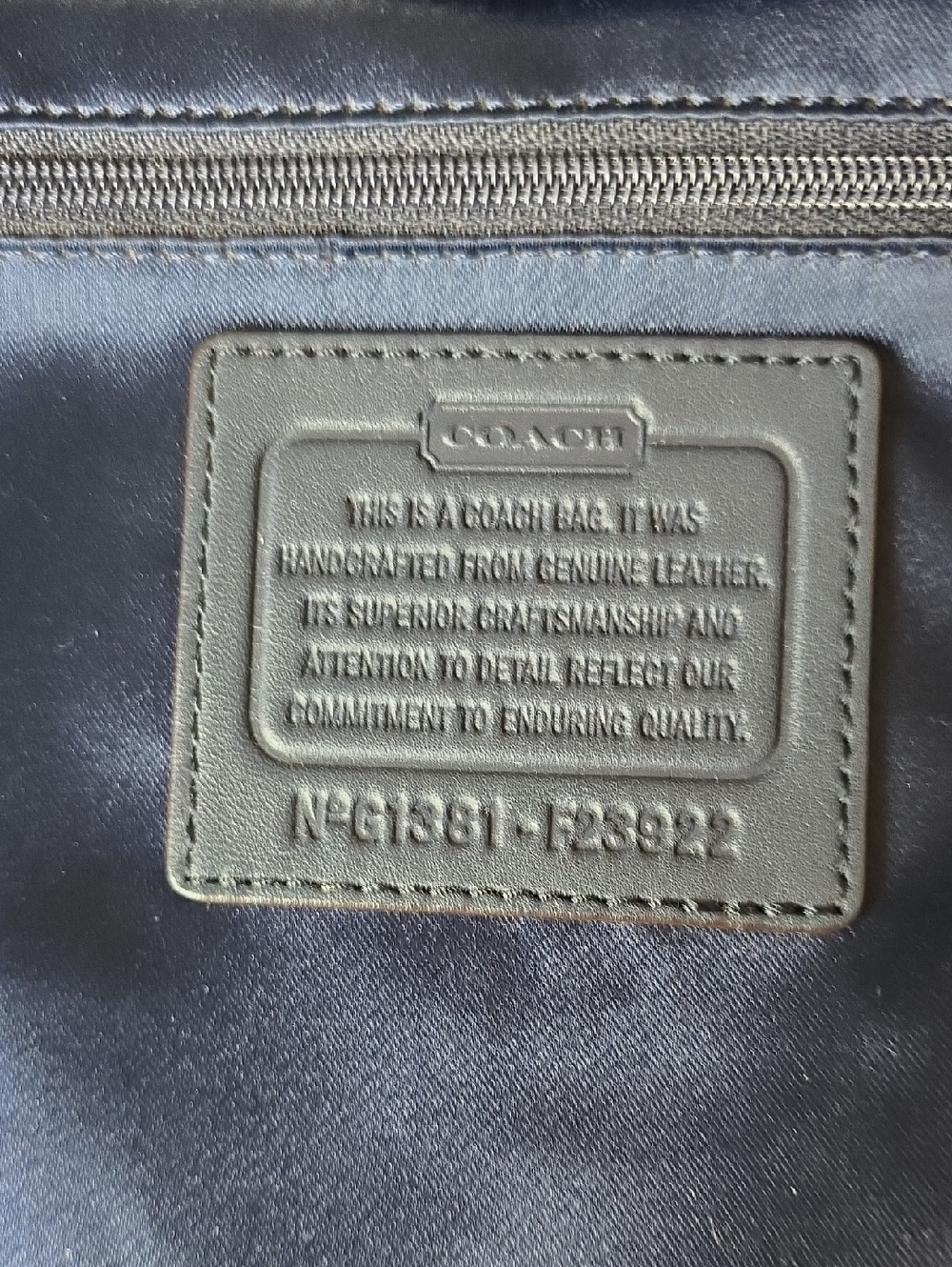 Coach Daisy Spectator Blue Leather Tote with Lime Trim and Navy Blue Handles - Picture 12 of 15